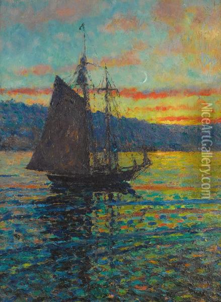 Sailboat At Dusk Oil Painting - Mary Louise Fairchild