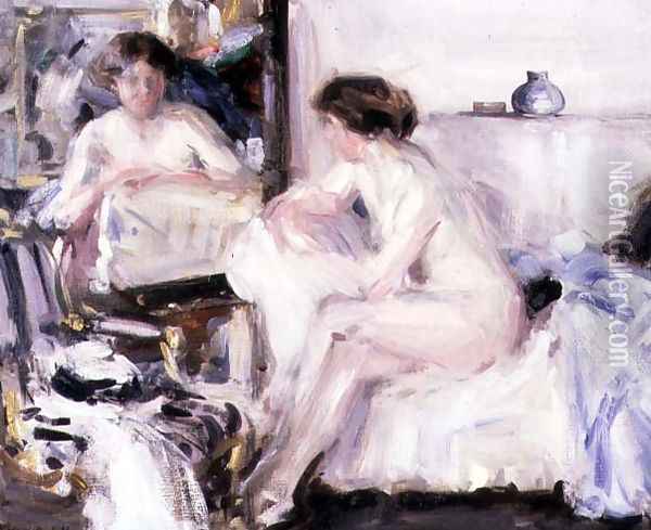 Nude Seated on a Sofa Oil Painting - Francis Campbell Boileau Cadell