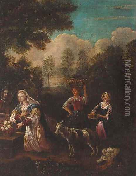 Maidens in a silvan glade Oil Painting - Flemish School