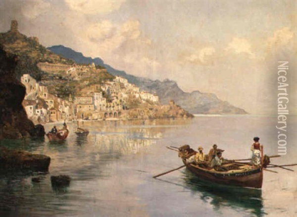 Off The Amalfi Coast Oil Painting - Carlo Brancaccio
