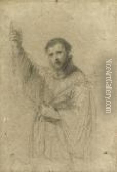 Saint Francis Xavier Holding A Lily Oil Painting - Guercino