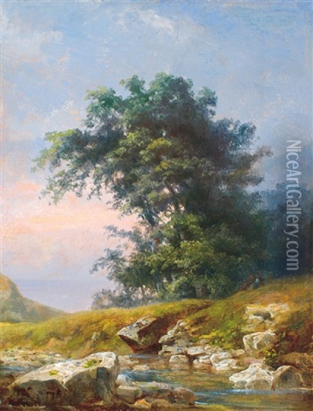 End Of The Forest Oil Painting - Karoly Telepy