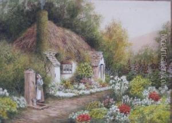 Thatched Cottage In Countryside Oil Painting - Robert John, Dr. Thornton