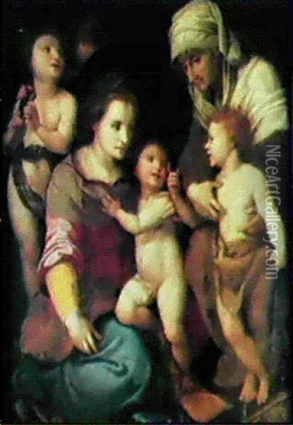 Madonnan Med Barnet, Johannes Och Elisbeth Oil Painting - Andrea Del Sarto