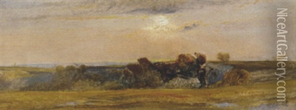 Sunrise Over Downland Oil Painting - William James Mueller