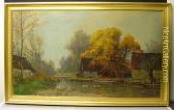 Hauser An Einem Kleinen See Oil Painting - Walter Moras