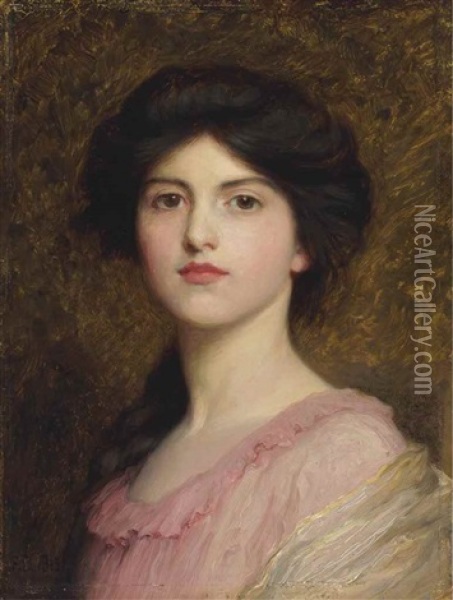 Portrait Of Camille, Daughter Of Sutton Palmer Oil Painting - Frank Dicksee