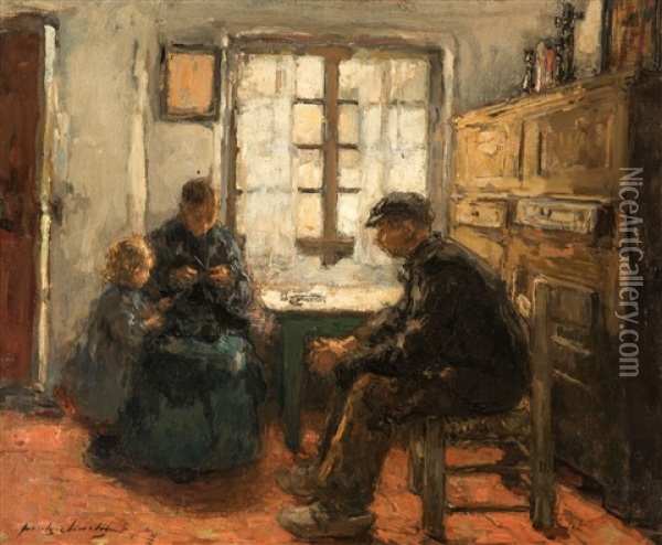 The Family Oil Painting - Frantz Charlet