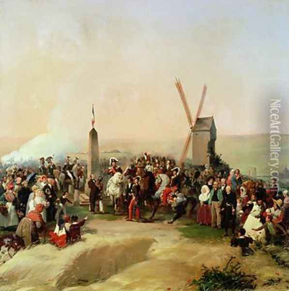 Louis Philippe 1773-1850 Visiting the Battlefield of Valmy on 8th June 1831 Oil Painting - Jean Baptiste Mauzaisse