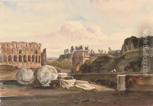 View From The Arch Of Titus Oil Painting - Harriet Cheney