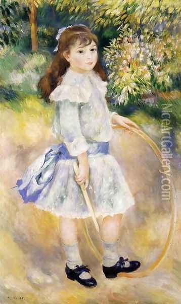 Girl With A Hoop Oil Painting - Pierre Auguste Renoir