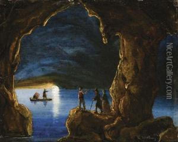 Capri, La Grotta Azzurra Oil Painting - Teodoro Guglielmo Witting