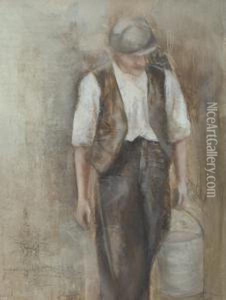 Man With Bucket Oil Painting - Ema Spencer