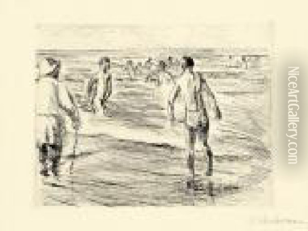 Badende Jungen, Links Strandwachter Oil Painting - Max Liebermann