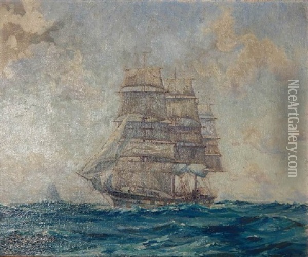 Ship At Sea Oil Painting - Lars Thorsen
