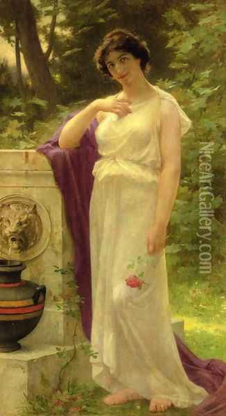 Young Woman with a Rose Oil Painting - Guillaume Seignac