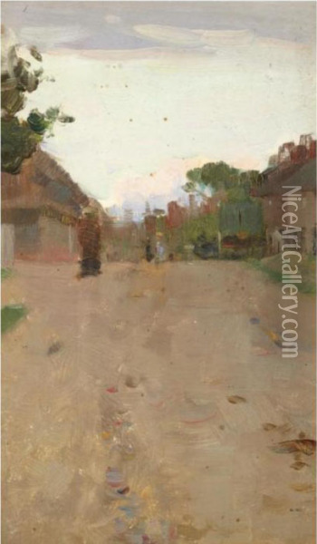 Village Street Scene Oil Painting - Walter Frederick Osborne