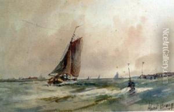 Coastal Shipping Oil Painting - Albert George Strange