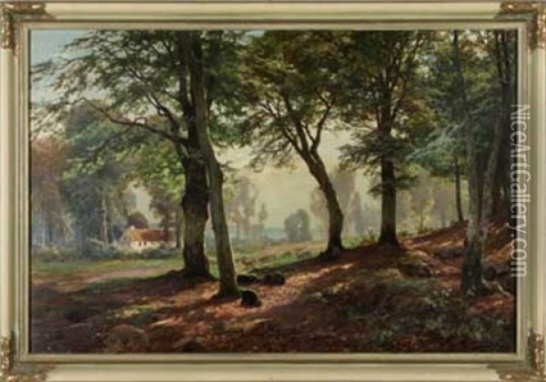 Waldausblick Oil Painting - Heinrich Boehmer