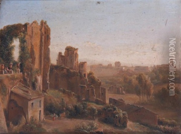 Scene De Ruines Aux Environs De Rome Oil Painting - Josephine Sarazin de Belmont