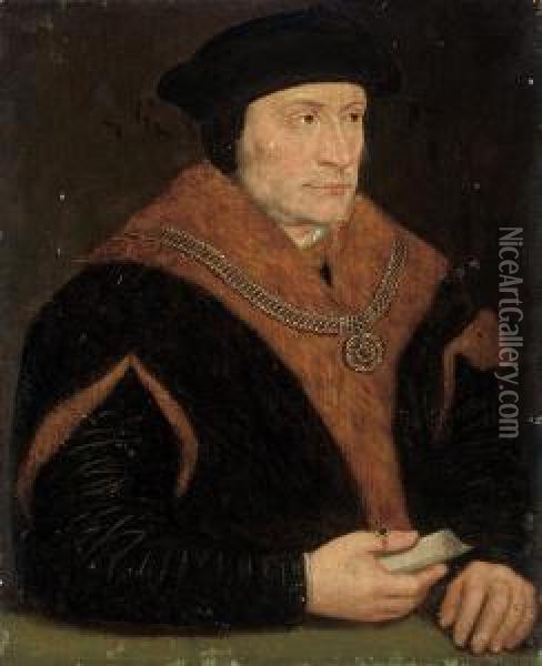 Portrait Of Sir Thomas More (1478-1535), Lord Chancellor Oil Painting - Hans Holbein the Younger