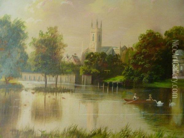 Landscape Scenes From The Lower Reaches Of The River Thames Oil Painting - J. Lewis