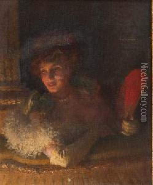 Elegante A L'eventail Oil Painting - Edouard Rosset-Granger