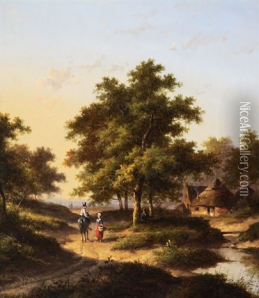Travellers In A Landscape Oil Painting - Jan Evert Morel the Elder