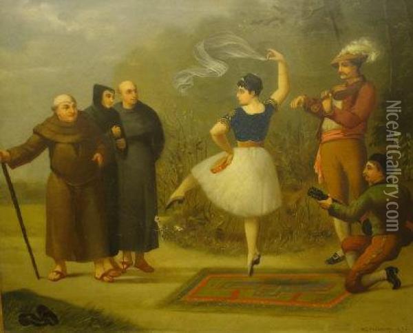 Saints And Sinners Oil Painting - William Frederick Callaway