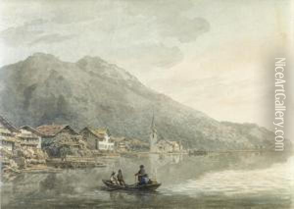 Gersau On The Lake Of Lucerne, Switzerland Oil Painting - William Pars