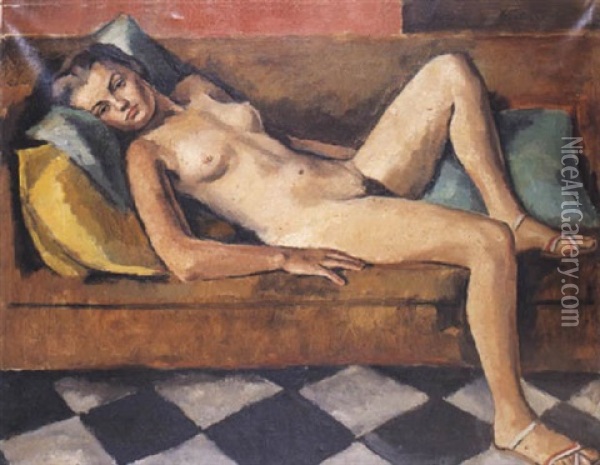 Nu Au Sofa Oil Painting - Maurice Asselin