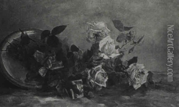 Nature Morte Aux Roses Oil Painting - Juan Antonio Gonzalez