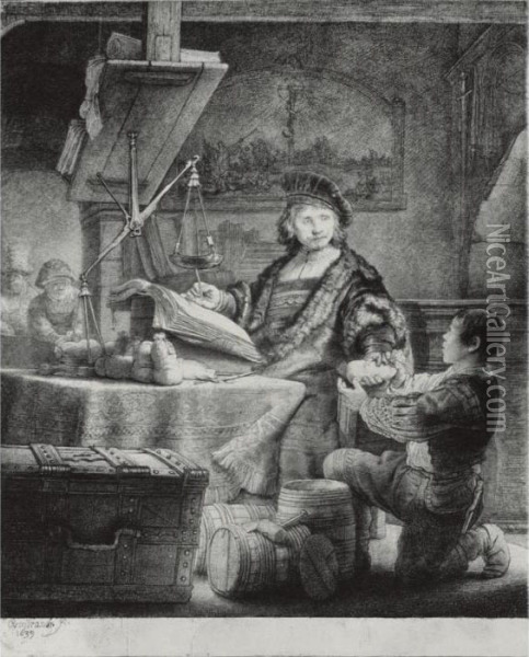 Jan Uytenbogaert, 'the Goldweigher' (b., Holl. 281; H. 167; Bb. 39-d) Oil Painting - Rembrandt Van Rijn