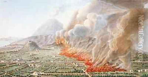 View of an eruption of Mt Vesuvius which began on 23rd December 1760 and ended 5th January 1761 Oil Painting - Pietro Fabris