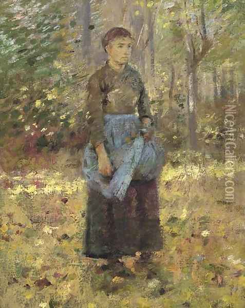 The Blue Apron Oil Painting - Theodore Robinson