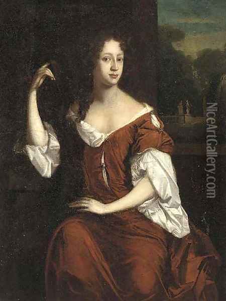 Portrait of Lady Stapylton (d.1729) Oil Painting - William Wissing or Wissmig