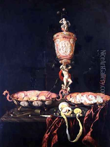 Still Life with a Goblet Oil Painting - Johann Georg (also Hintz, Hainz, Heintz) Hinz