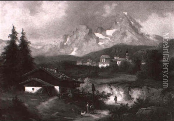 Blick Auf Berchtesgaden Oil Painting - Carl Hasch