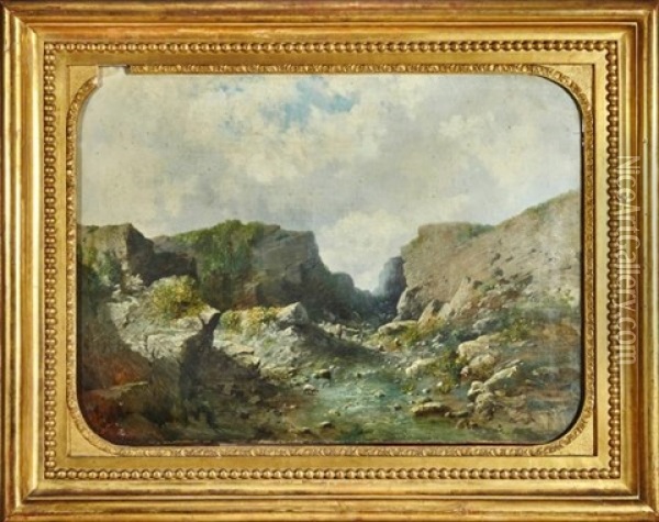 Troupeau Dans Le Ruisseau Oil Painting - Francis Blin