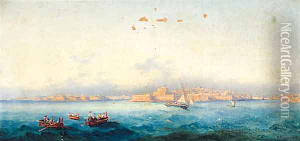 The Entrance To The Grand Harbour And Sliema Creek, Valletta, Malta Oil Painting - Gian Gianni