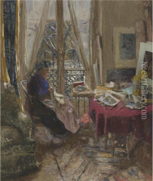 Madame Vuillard Un Jour De Neige Oil Painting - Jean-Edouard Vuillard