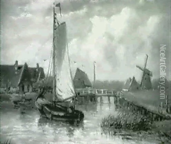 Sailboats At Anchor Oil Painting - Abraham Hulk the Elder