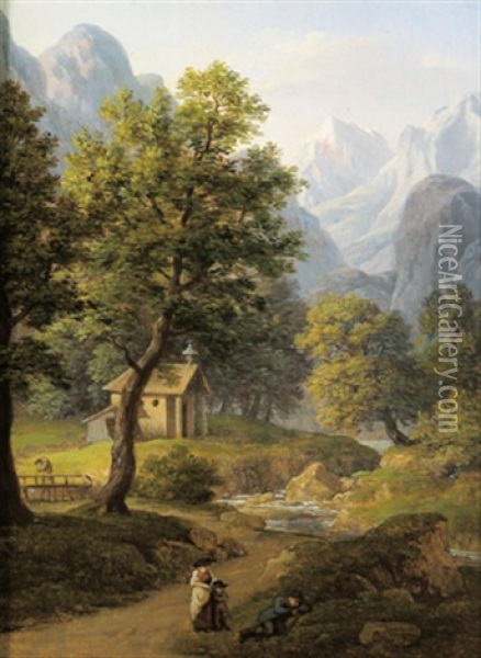 Aus Berchtesgaden Oil Painting - Joseph Mossmer