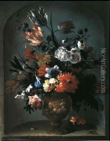 Blumenstilleben In Einer Nische Oil Painting - Egidio Pospul