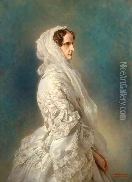 Portrait of Empress Alexandra Feodorovna Oil Painting - Franz Xavier Winterhalter