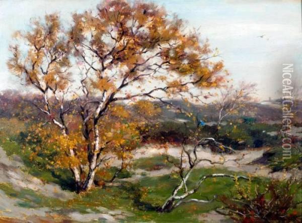 Berkenbomen In Landschap Oil Painting - Gaston-Marie-Anatole Roullet