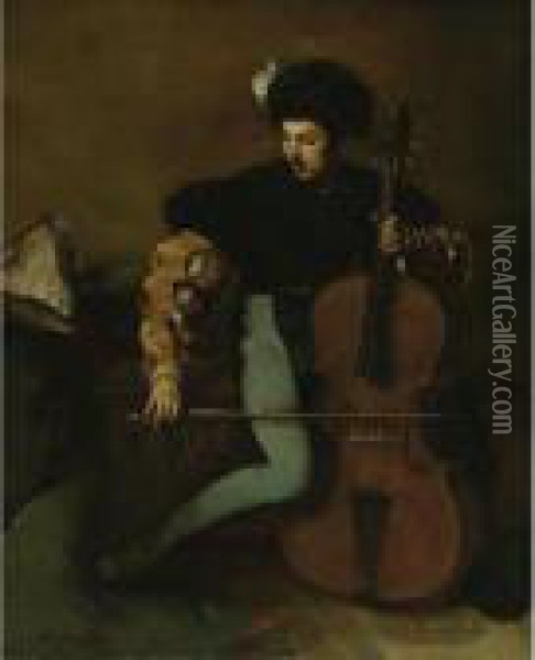 The Cellist Oil Painting - Ferdinand Victor Leon Roybet
