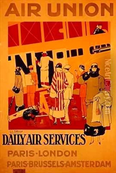 Poster advertising Air Union Oil Painting - J.C. Bellaigue