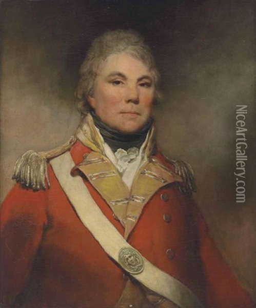Portrait Of Major-general Archibald Campbell (1774-1838), Half-length, In Military Uniform Oil Painting - Arthur William Devis