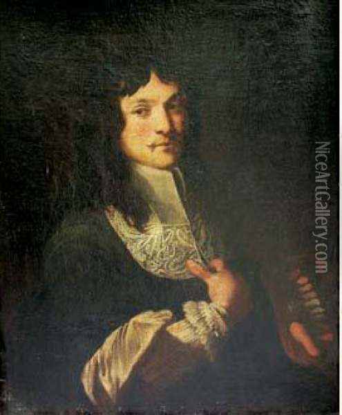 Portrait D'homme Avec Un Col Plat Oil Painting - Jacques De Lestin